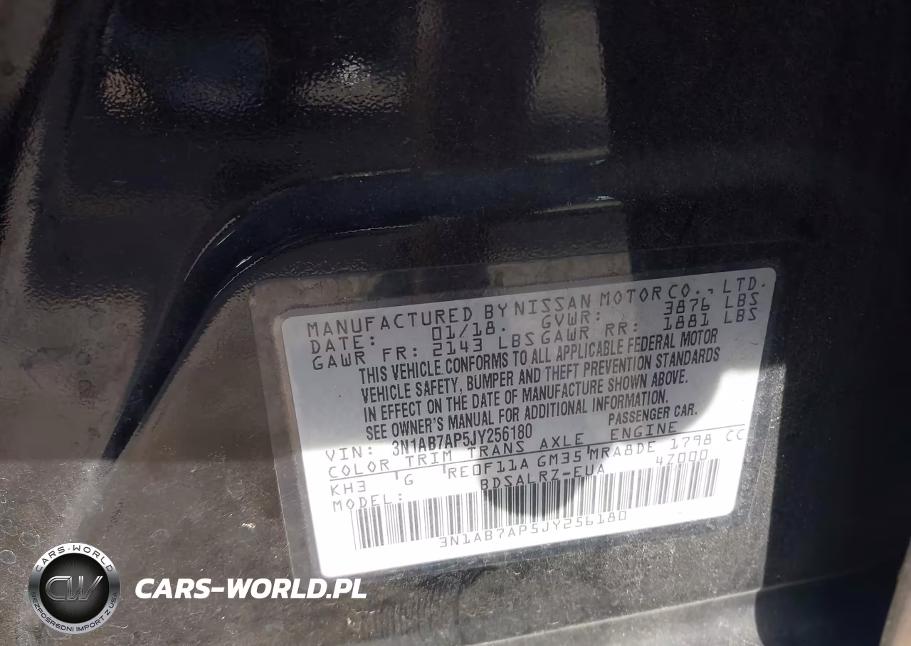 2018 Nissan Sentra Sr VIN:3N1AB7AP5JY256180 - 9