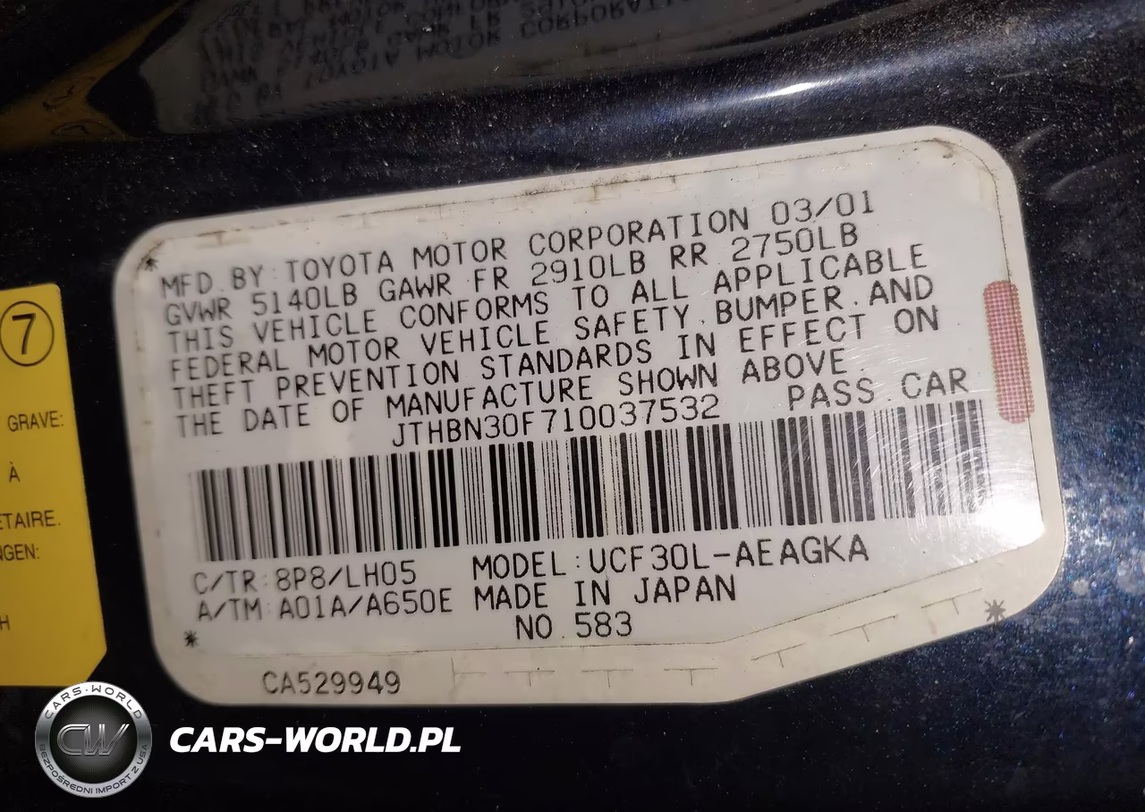 2001 Lexus Ls 430 VIN:JTHBN30F710037532 - 9