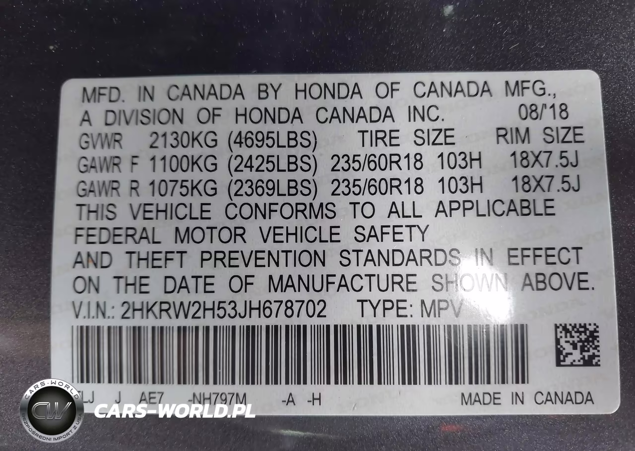 2018 Honda Cr-V Ex VIN:2HKRW2H53JH678702 - 9
