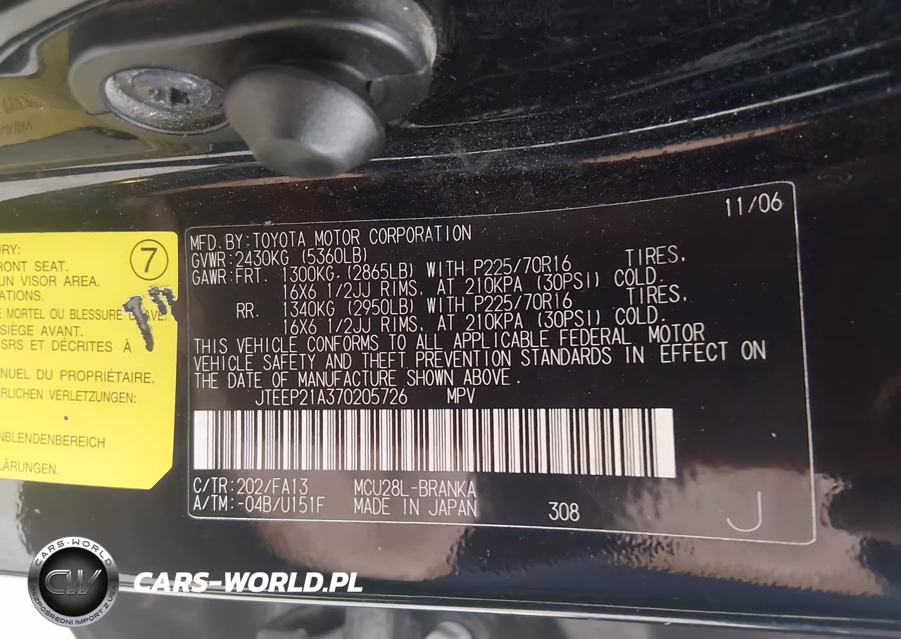 2007 Toyota Highlander V6 VIN:JTEEP21A370205726 - 9