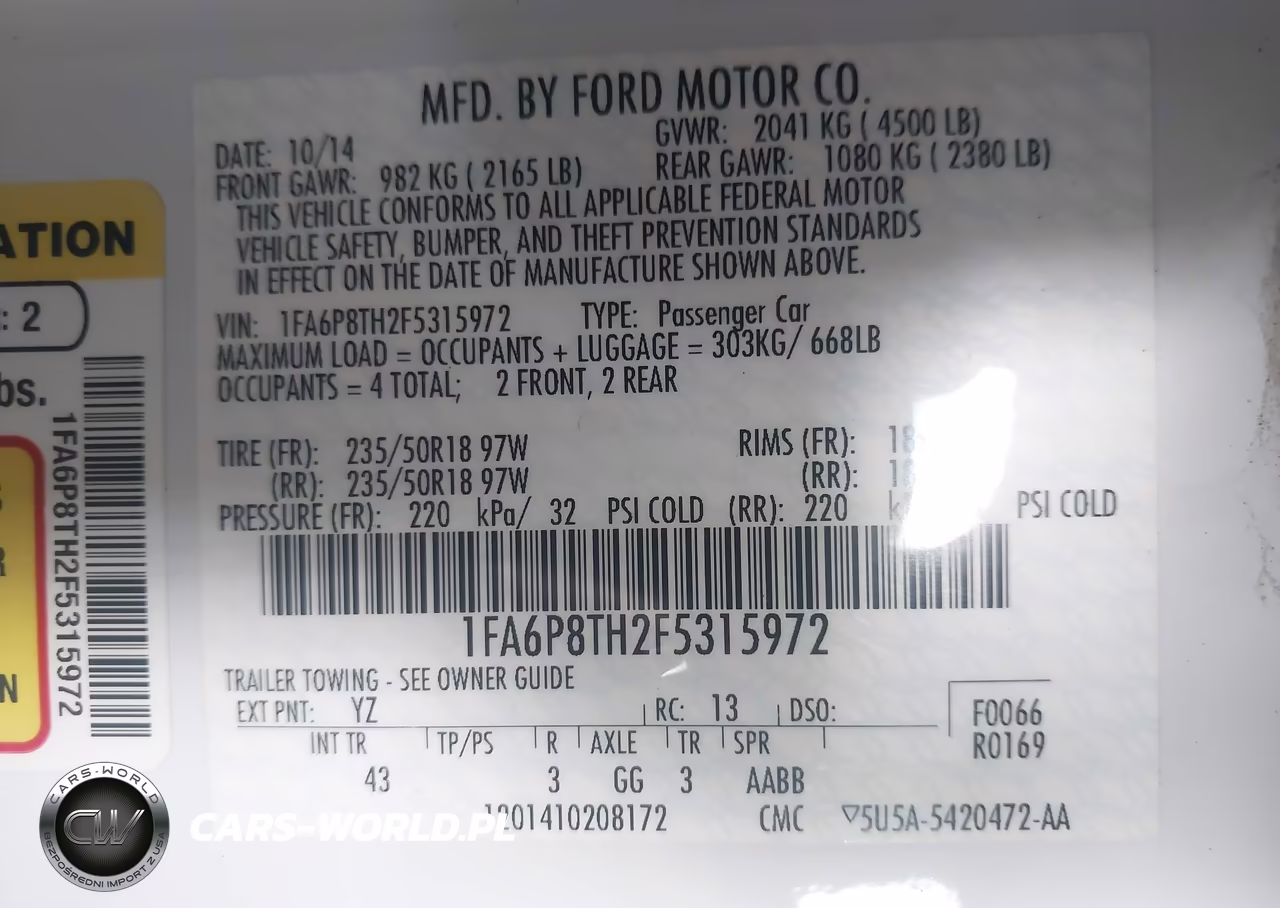 2015 Ford Mustang Ecoboost VIN:1FA6P8TH2F5315972 - 9