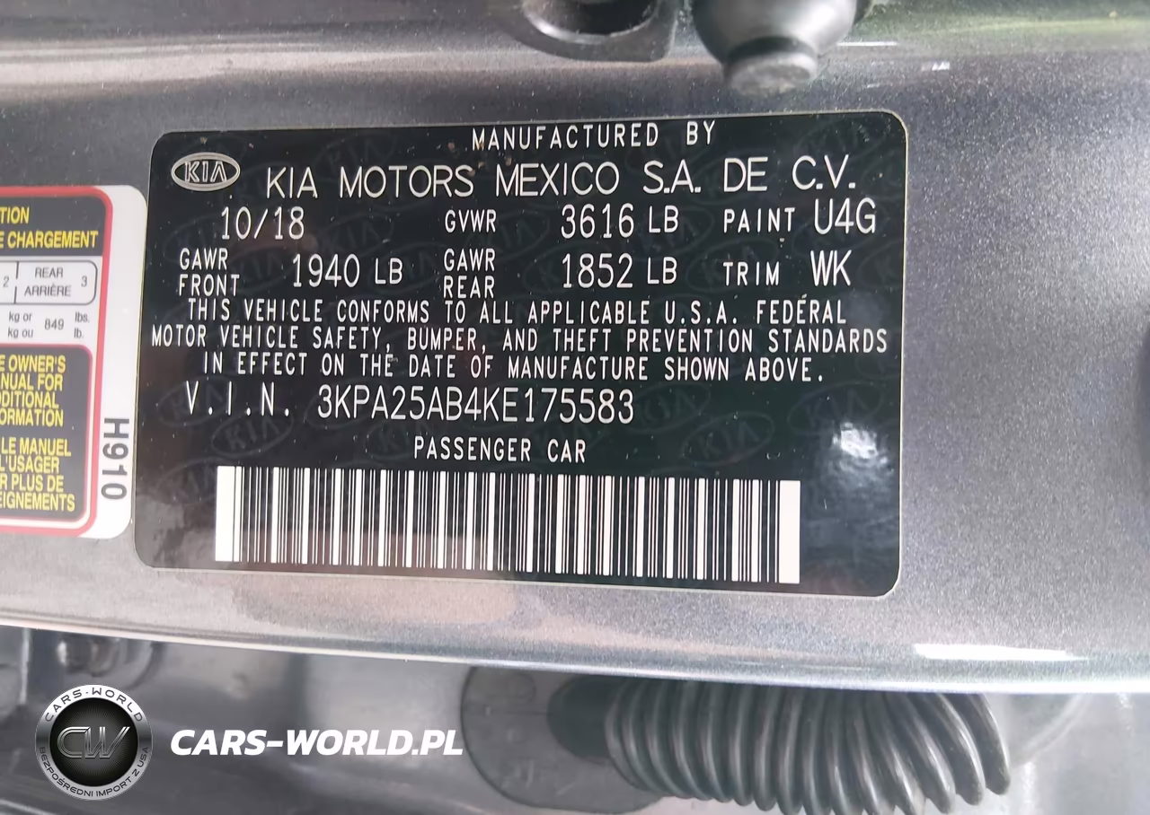 2019 Kia Rio 5-Door S VIN:3KPA25AB4KE175583 - 9