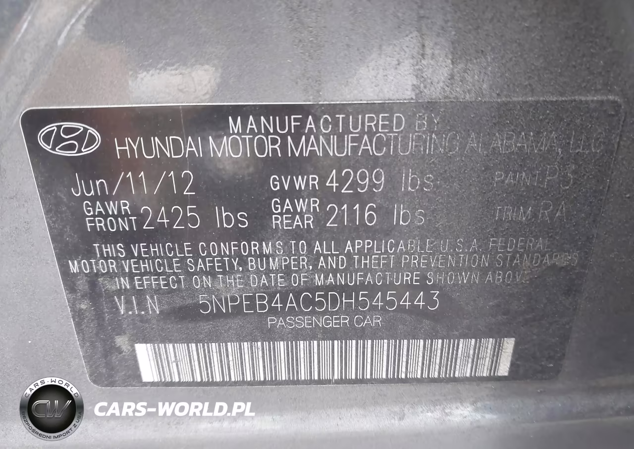 2013 Hyundai Sonata Gls VIN:5NPEB4AC5DH545443 - 9