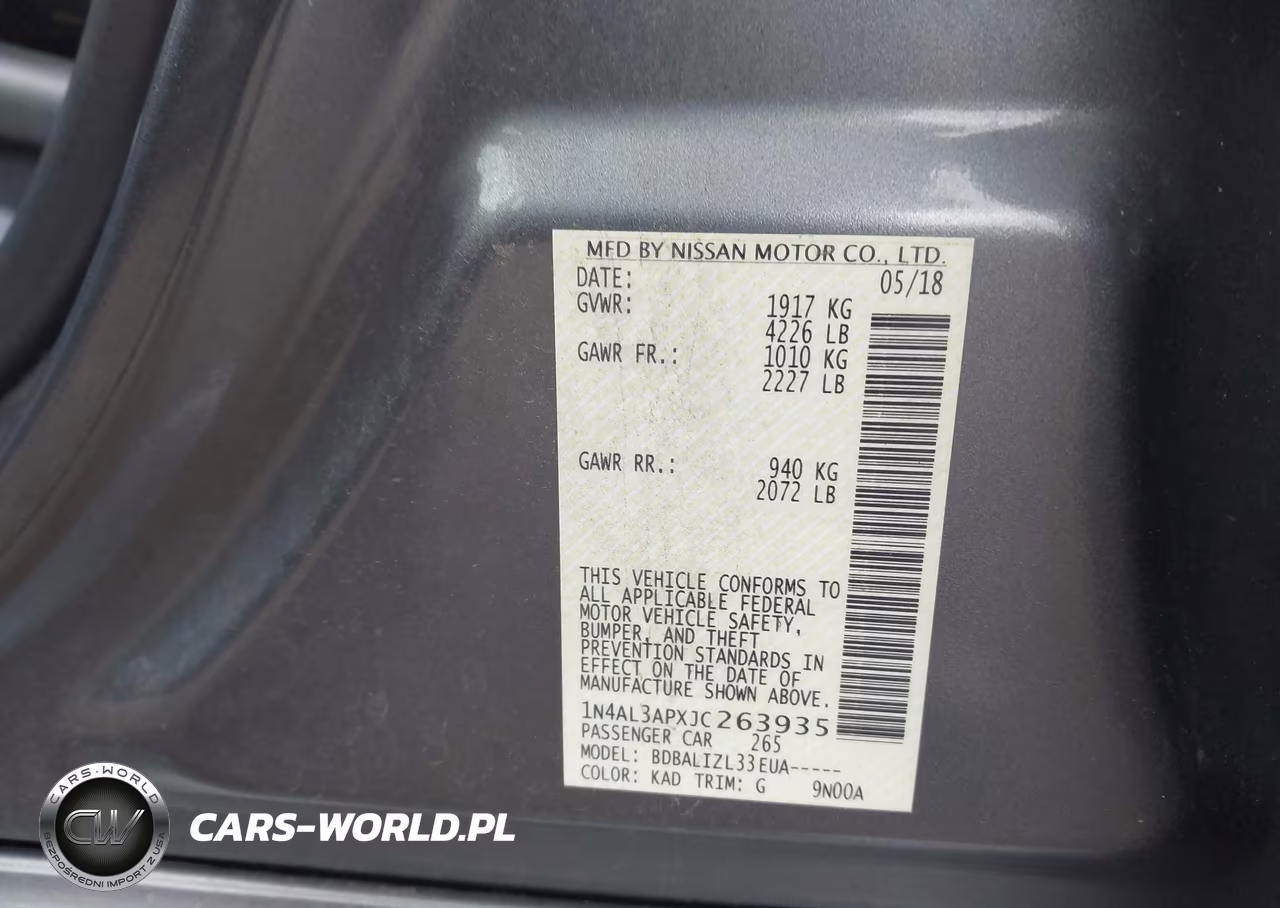 2018 Nissan Altima 2.5 Sv VIN:1N4AL3APXJC263935 - 9
