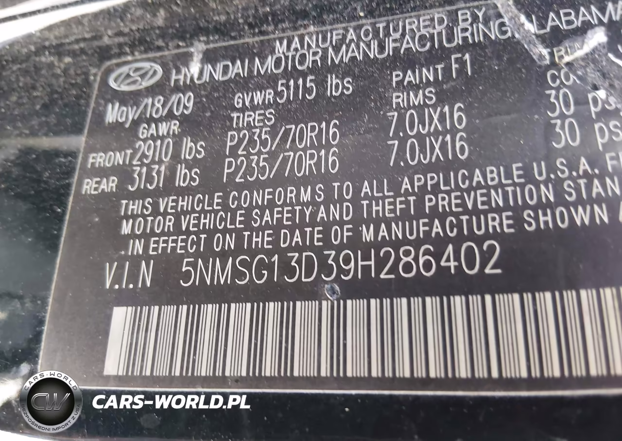 2009 Hyundai Santa Fe Gls VIN:5NMSG13D39H286402 - 9