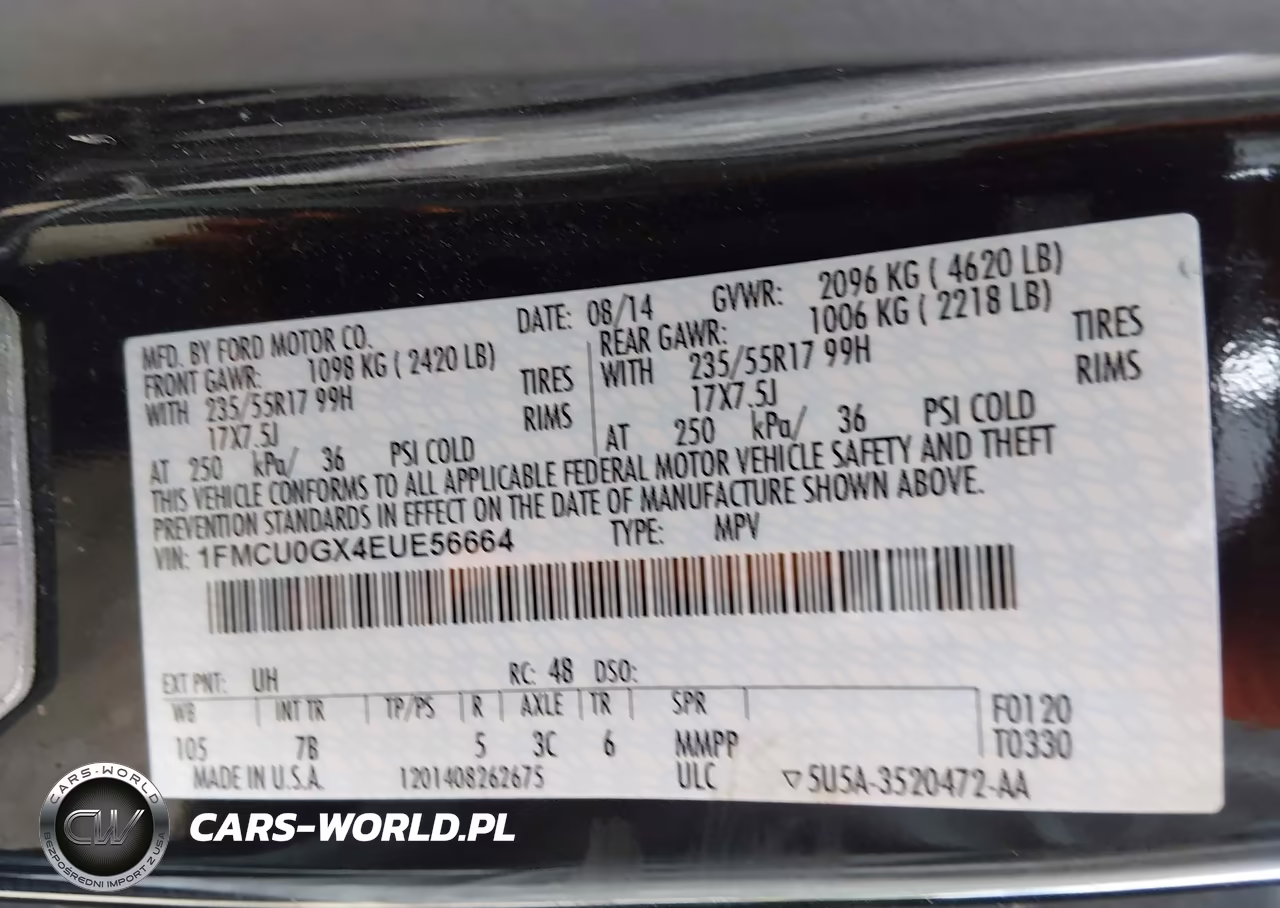 2014 Ford Escape Se VIN:1FMCU0GX4EUE56664 - 9