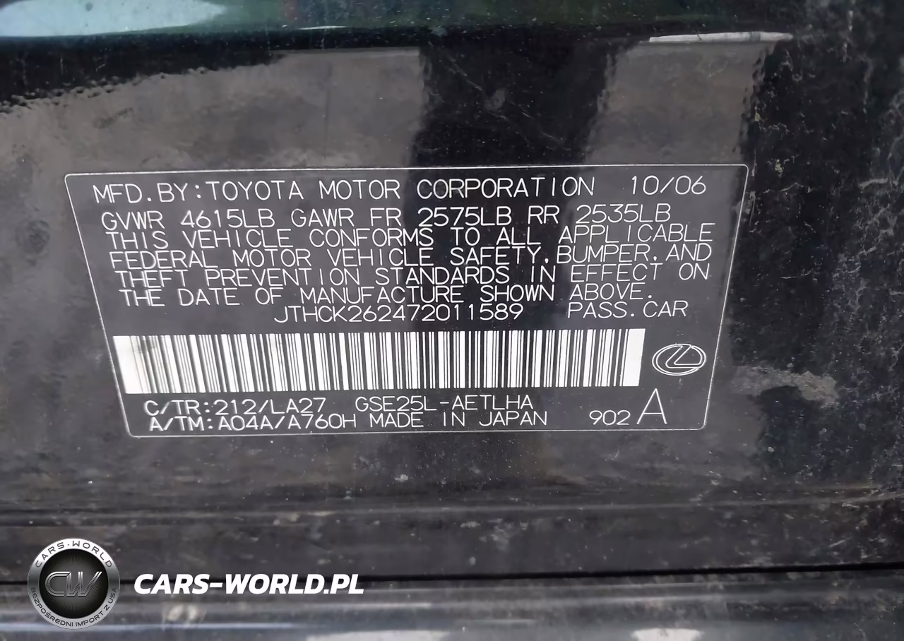 2007 Lexus Is 250 VIN:JTHCK262472011589 - 9