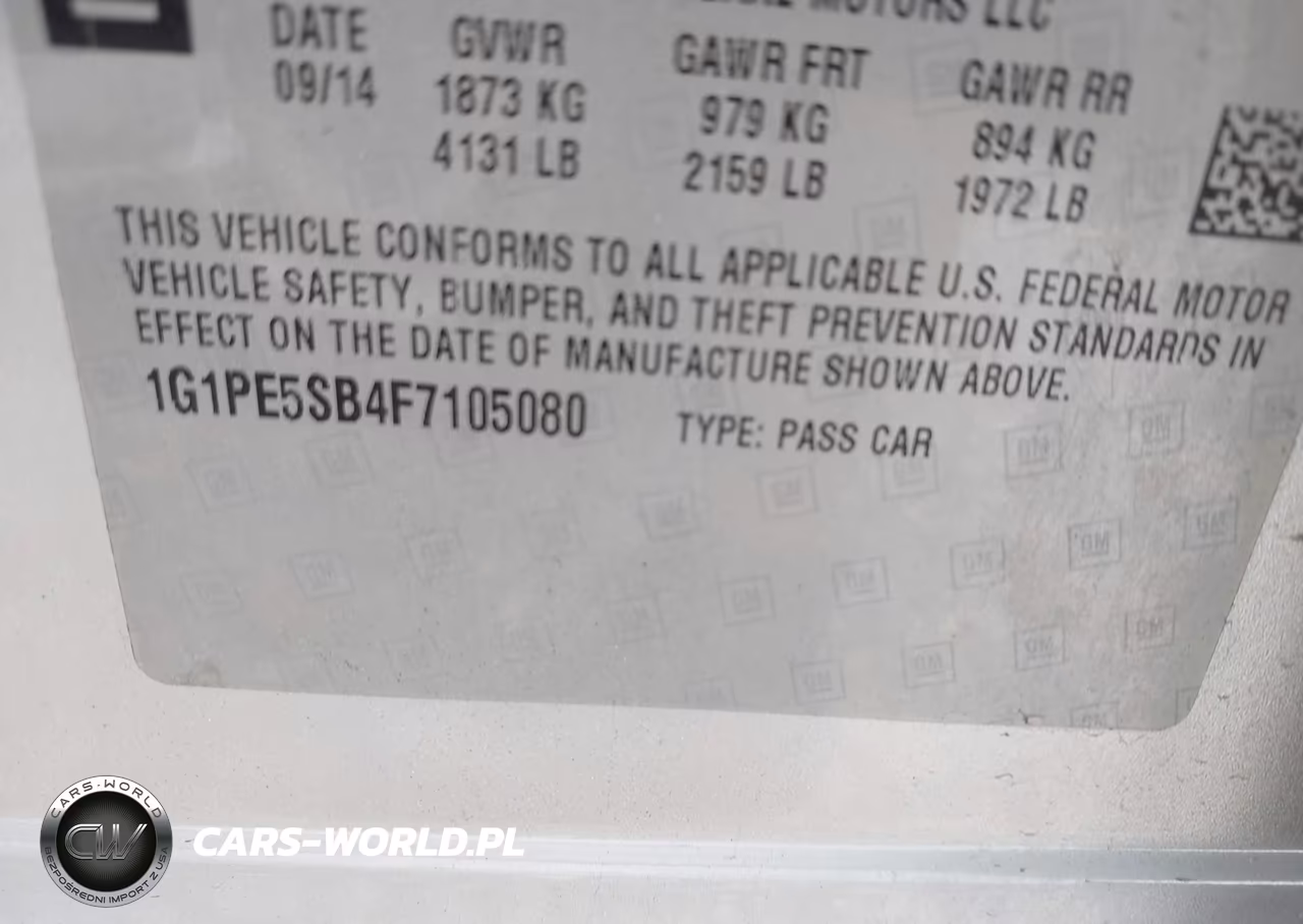 2015 Chevrolet Cruze 2Lt Auto VIN:1G1PE5SB4F7105080 - 9