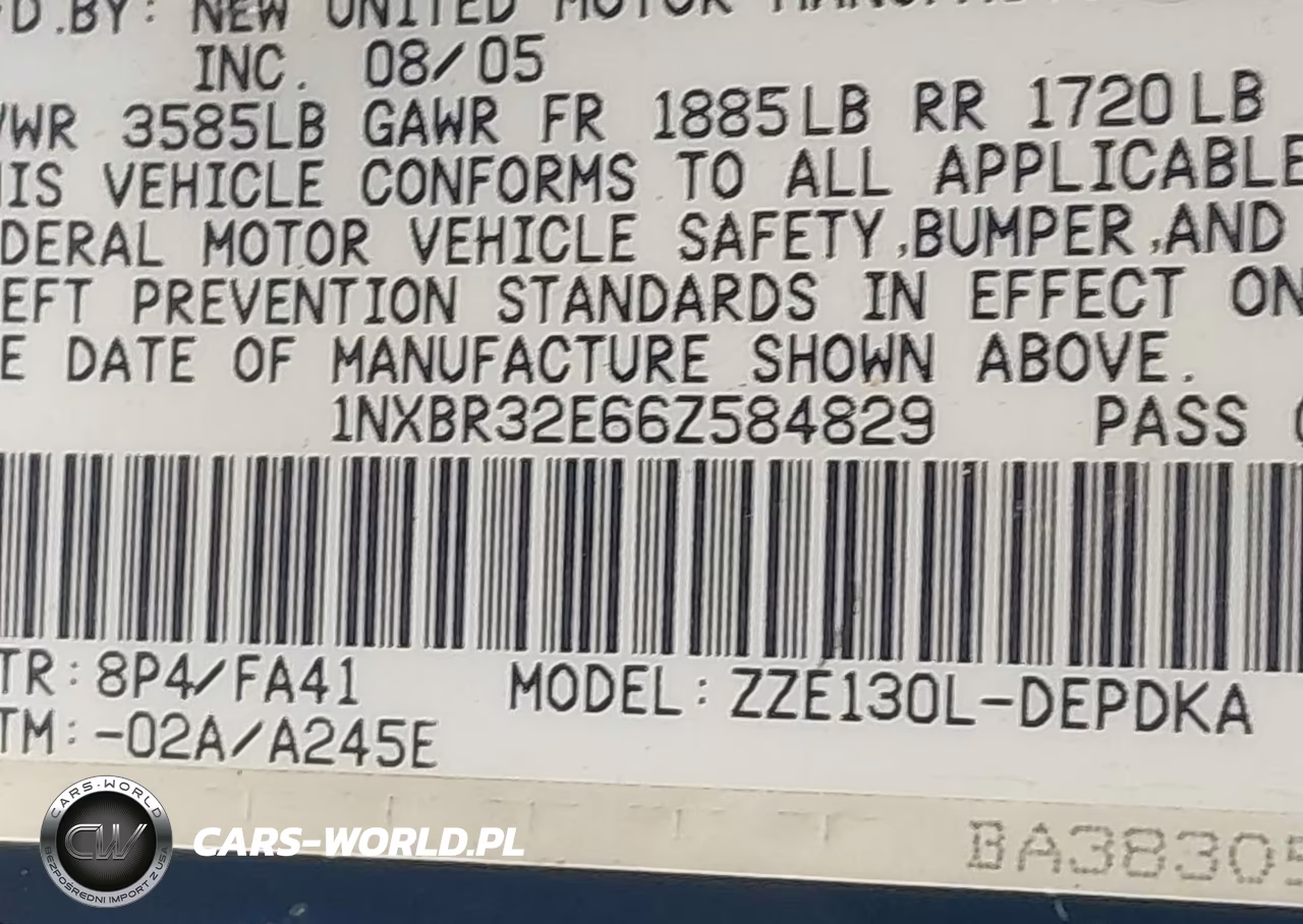 2006 Toyota Corolla Ce VIN:1NXBR32E66Z584829 - 8
