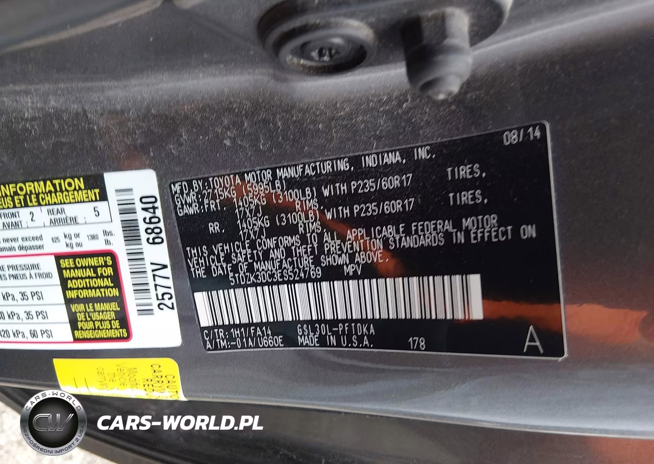 2014 Toyota Sienna L V6 7 Passenger VIN:5TDZK3DC3ES524769 - 9