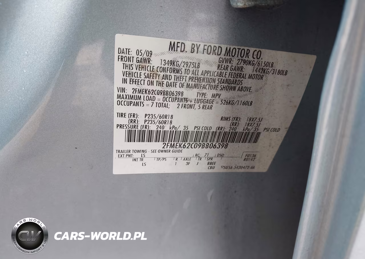 2009 Ford Flex Sel VIN:2FMEK62C09BB06398 - 9