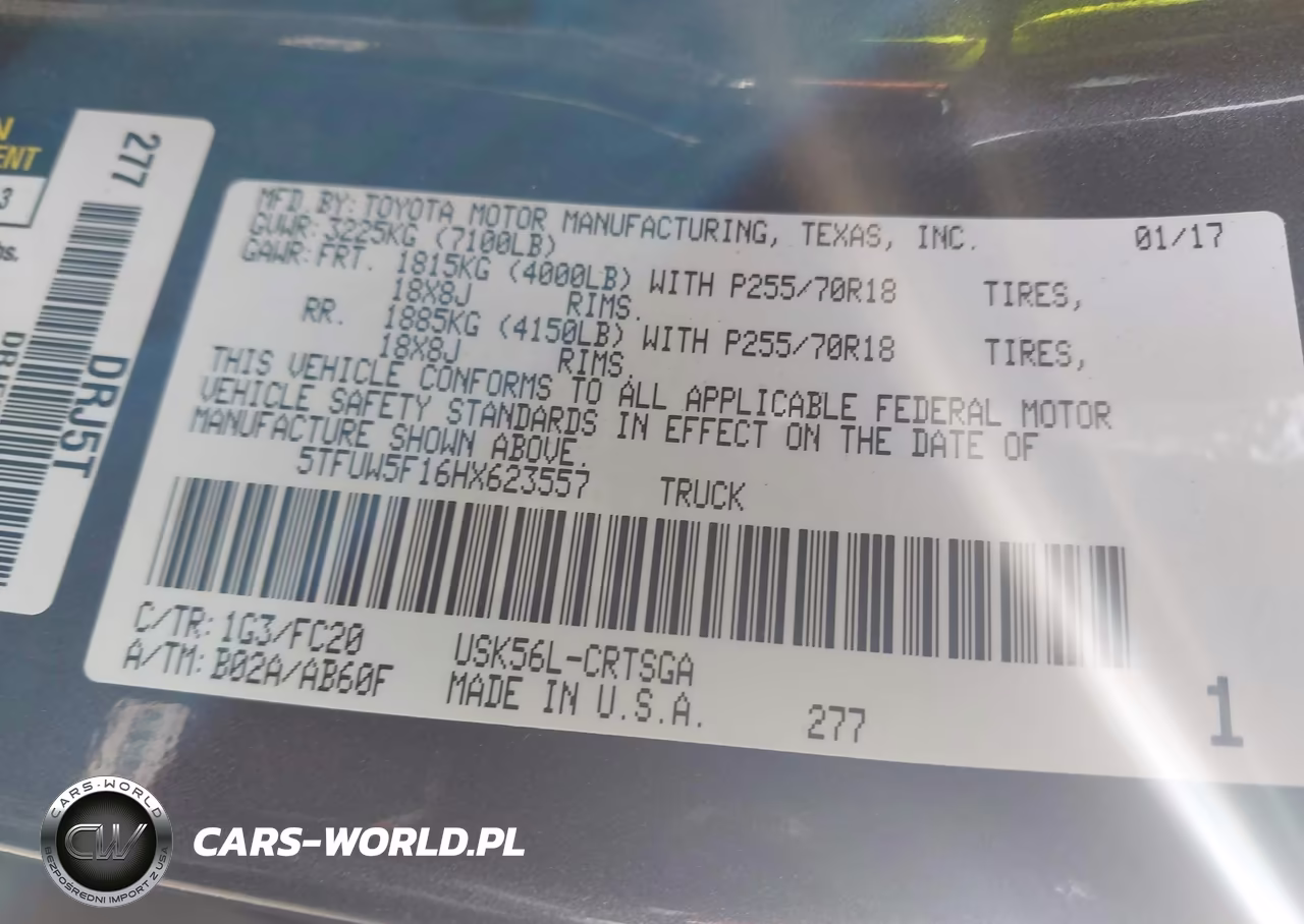2017 Toyota Tundra Sr5 5.7L V8 VIN:5TFUW5F16HX623557 - 9