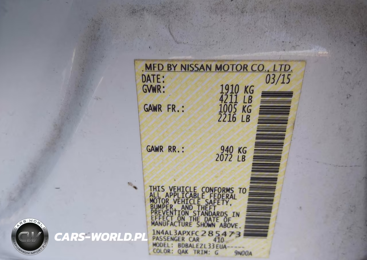 2015 Nissan Altima 2.5 S VIN:1N4AL3APXFC285473 - 9