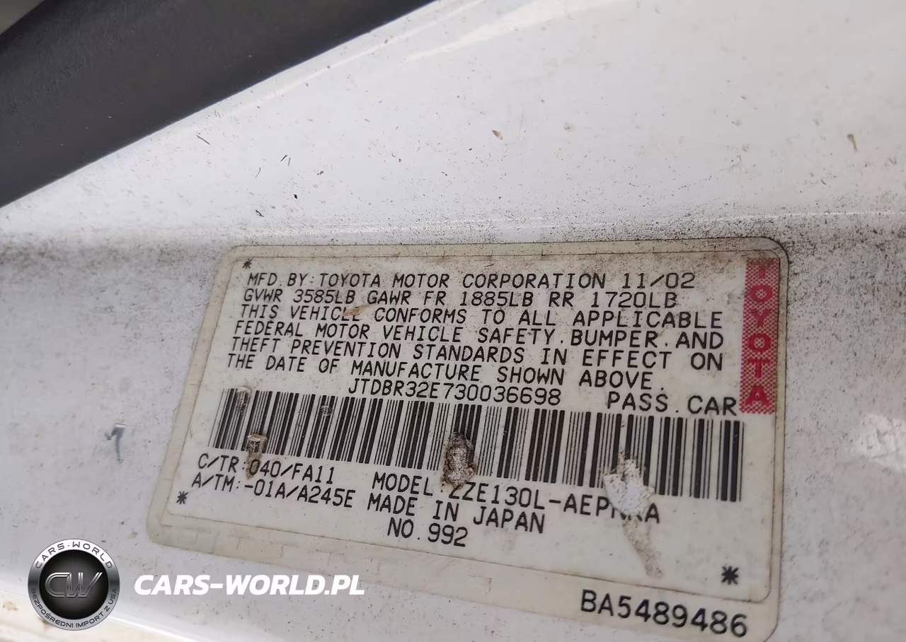 2003 Toyota Corolla Ce-Le VIN:JTDBR32E730036698 - 9