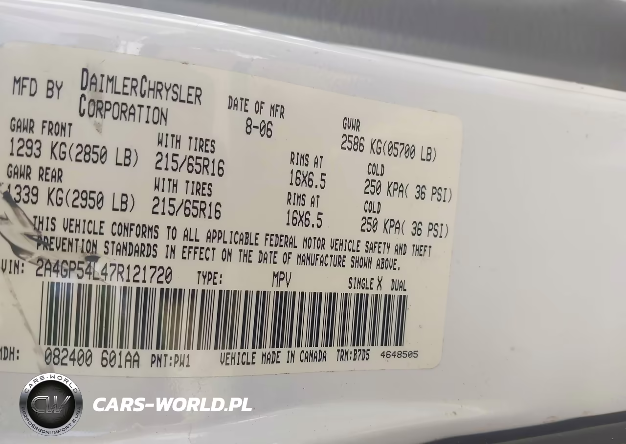 2007 Chrysler Town & Country Touring VIN:2A4GP54L47R121720 - 9