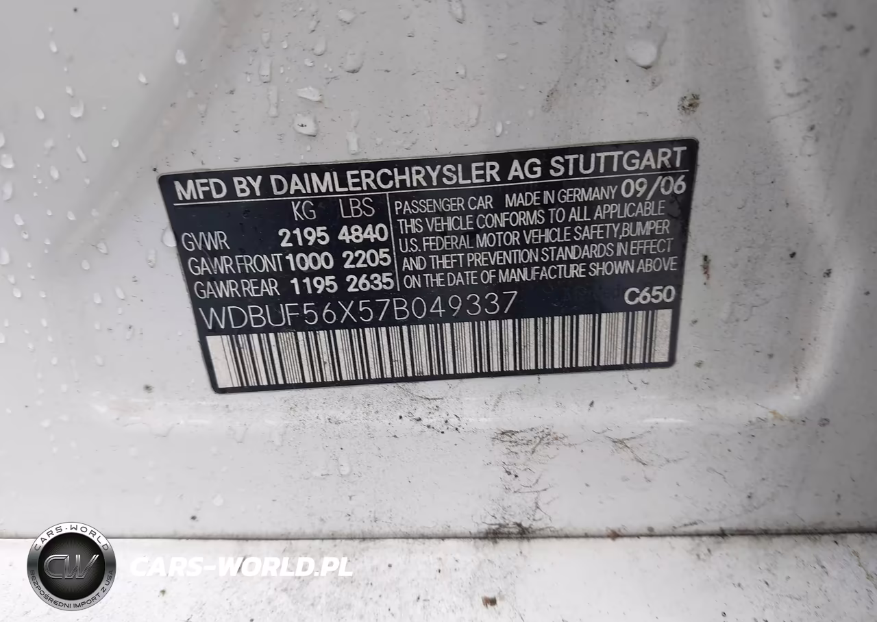 2007 Mercedes-Benz E 350 VIN:WDBUF56X57B049337 - 9