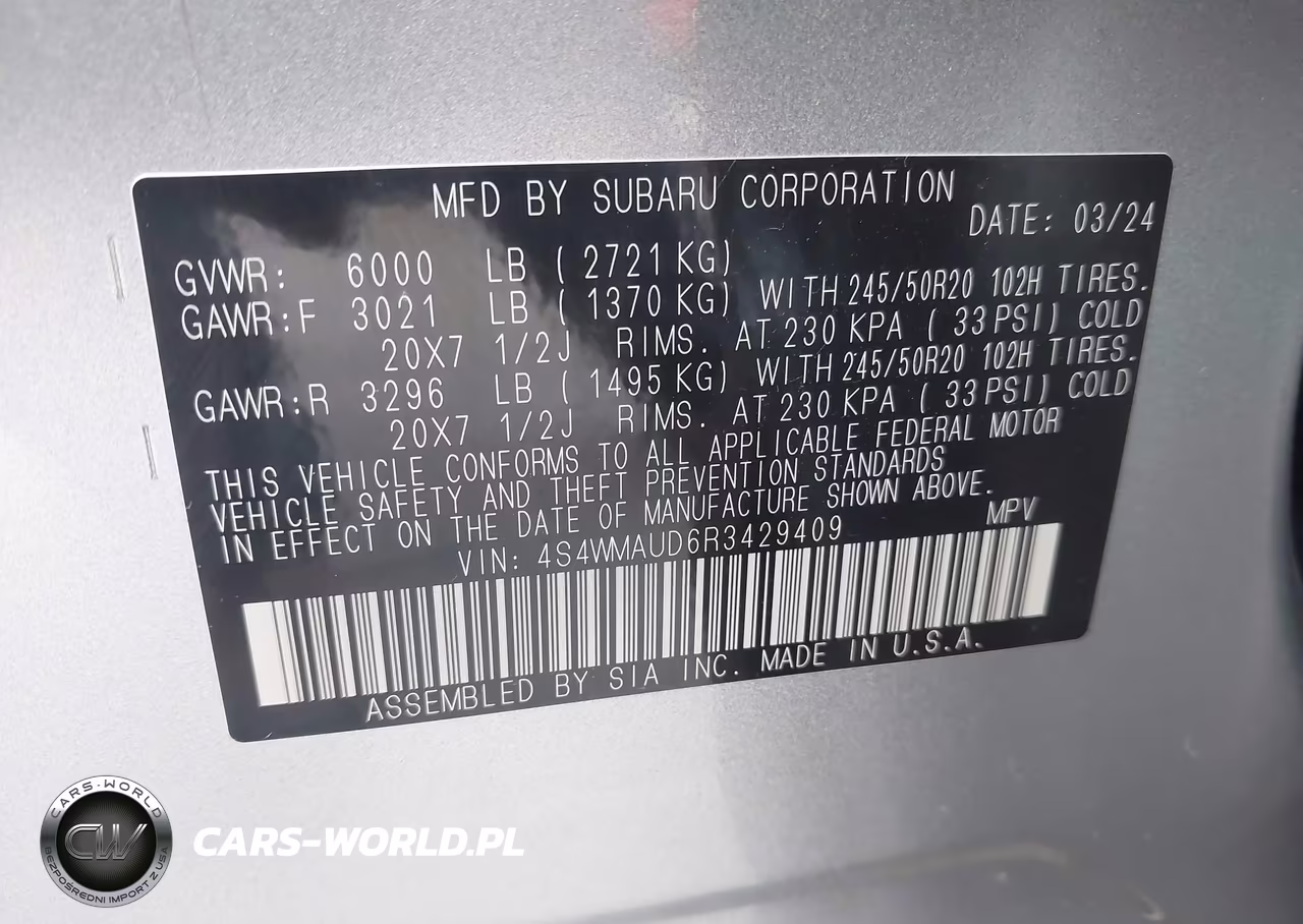 2024 Subaru Ascent Limited 7-Passenger VIN:4S4WMAUD6R3429409 - 9
