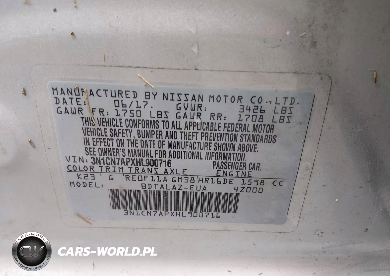2017 Nissan Versa 1.6 S+ VIN:3N1CN7APXHL900716 - 9