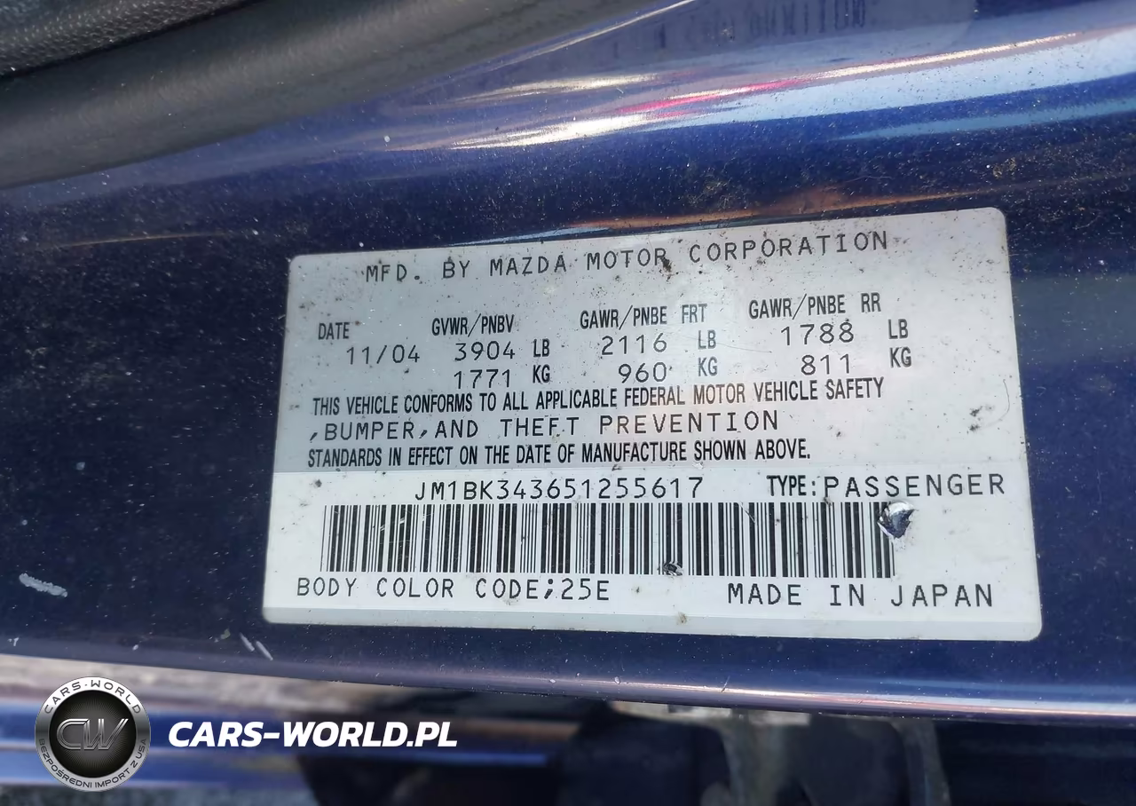 2005 Mazda Mazda3 S VIN:JM1BK343651255617 - 9