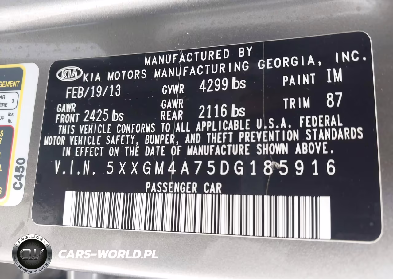 2013 Kia Optima Lx VIN:5XXGM4A75DG185916 - 9
