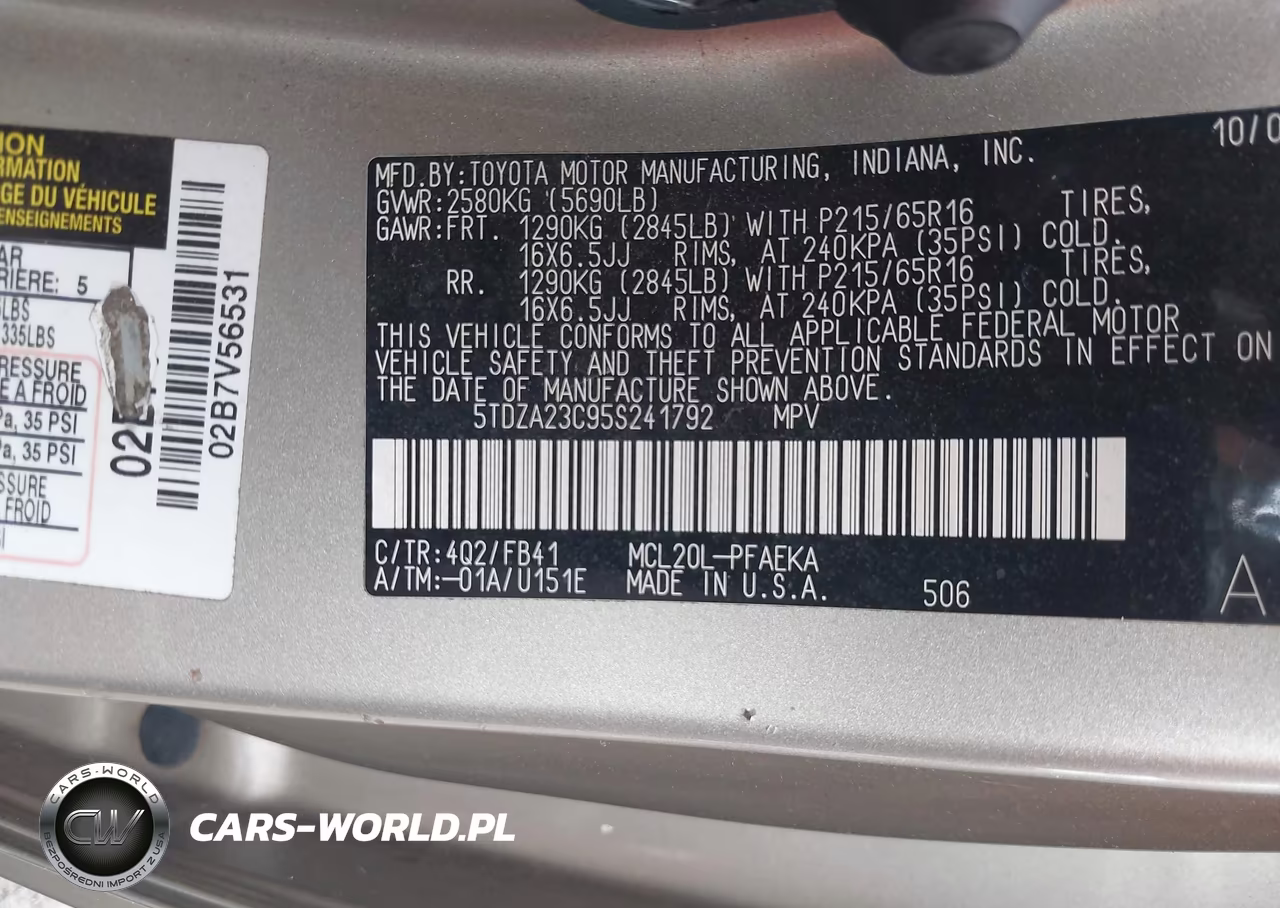 2005 Toyota Sienna Le VIN:5TDZA23C95S241792 - 9