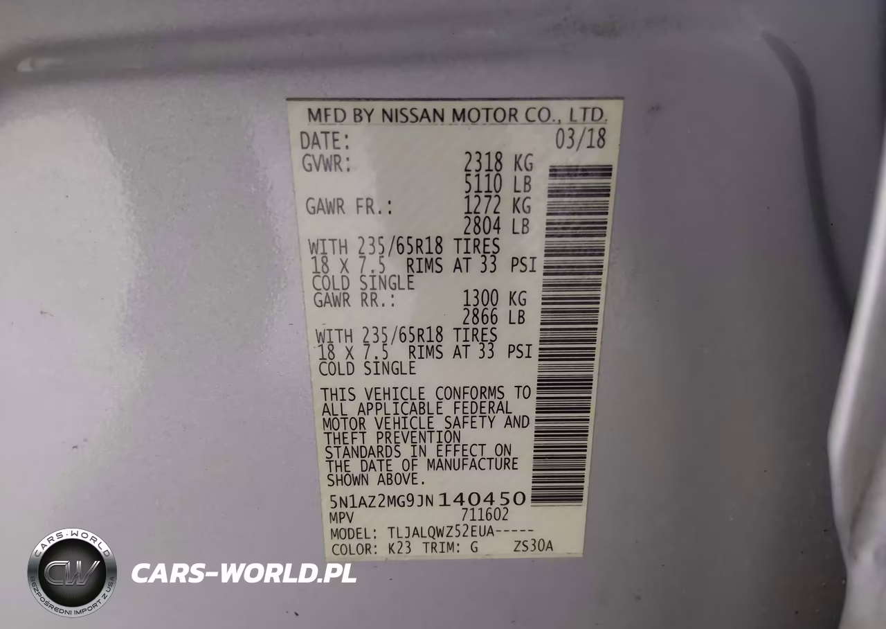 2018 Nissan Murano Sv VIN:5N1AZ2MG9JN140450 - 9