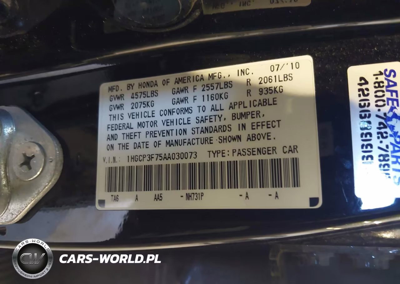 2010 Honda Accord 3.5 Ex VIN:1HGCP3F75AA030073 - 9