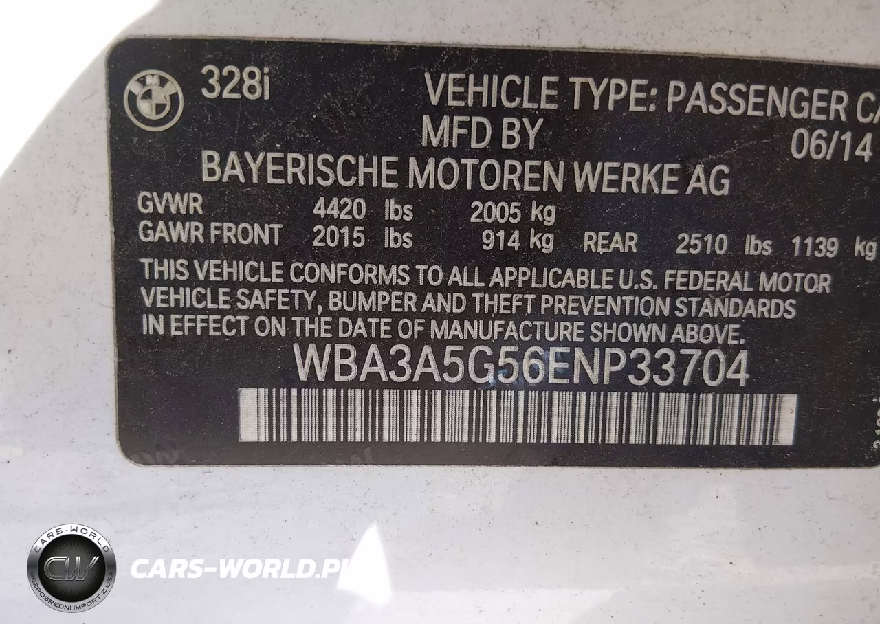 2014 BMW 328I VIN:WBA3A5G56ENP33704 - 9