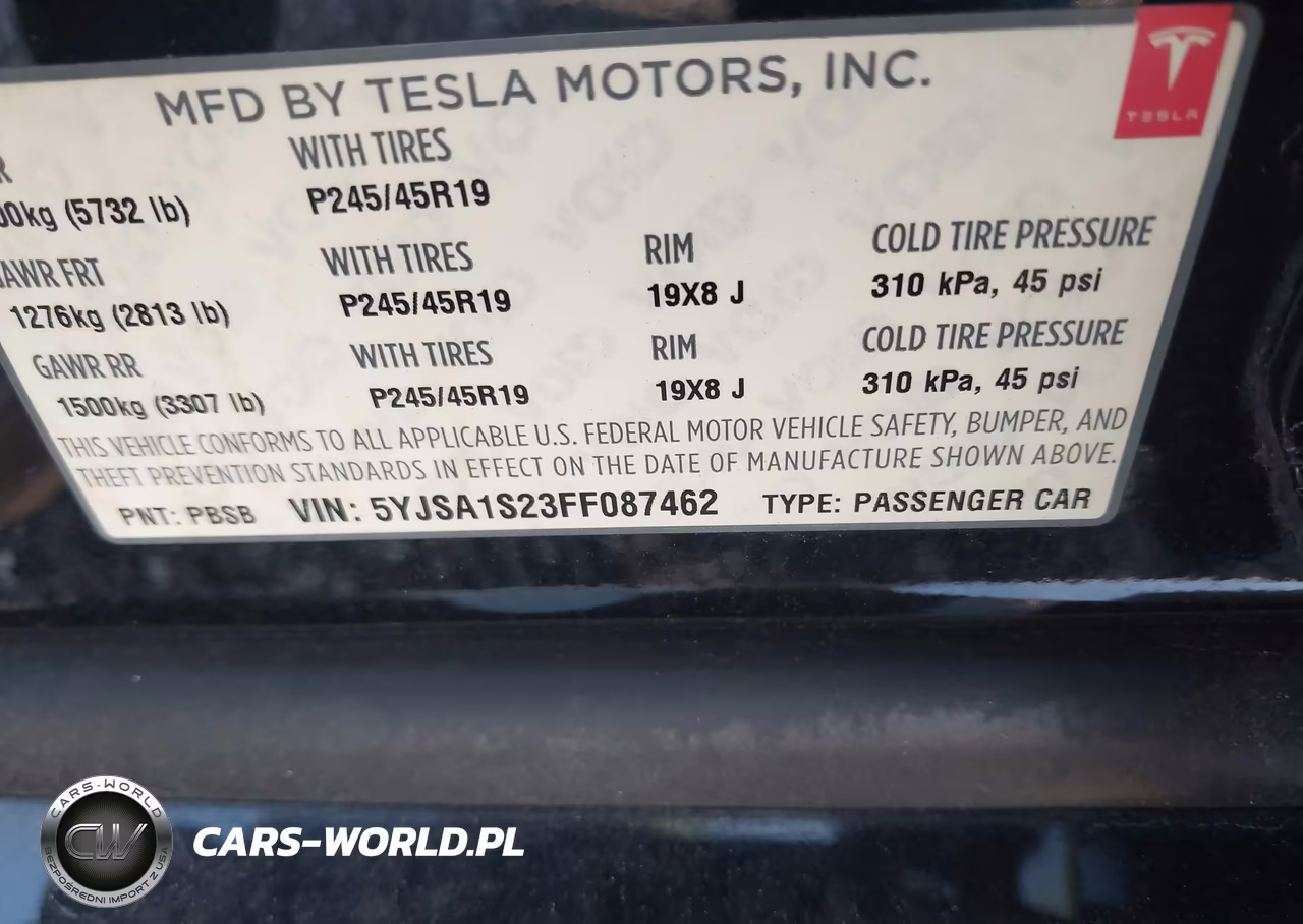 2015 Tesla Model S 70D-85D-P85D VIN:5YJSA1S23FF087462 - 9