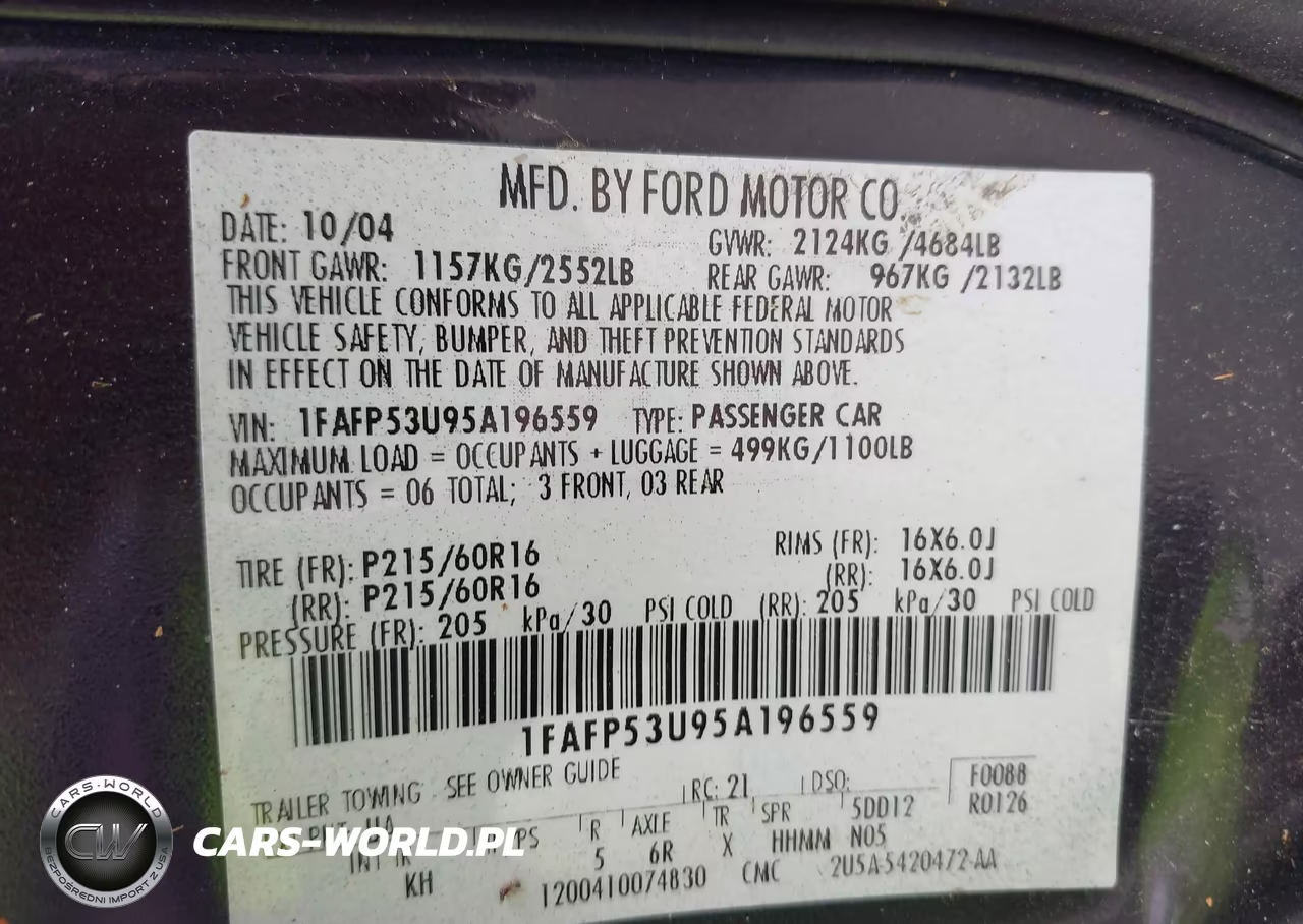 2005 Ford Taurus Se VIN:1FAFP53U95A196559 - 9