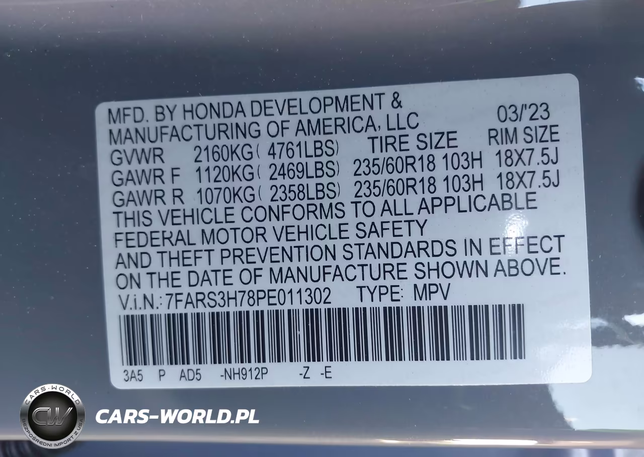 2023 Honda Cr-V Ex-L 2Wd VIN:7FARS3H78PE011302 - 9