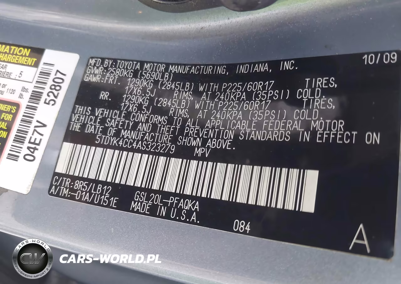 2010 Toyota Sienna Xle VIN:5TDYK4CC4AS323279 - 9