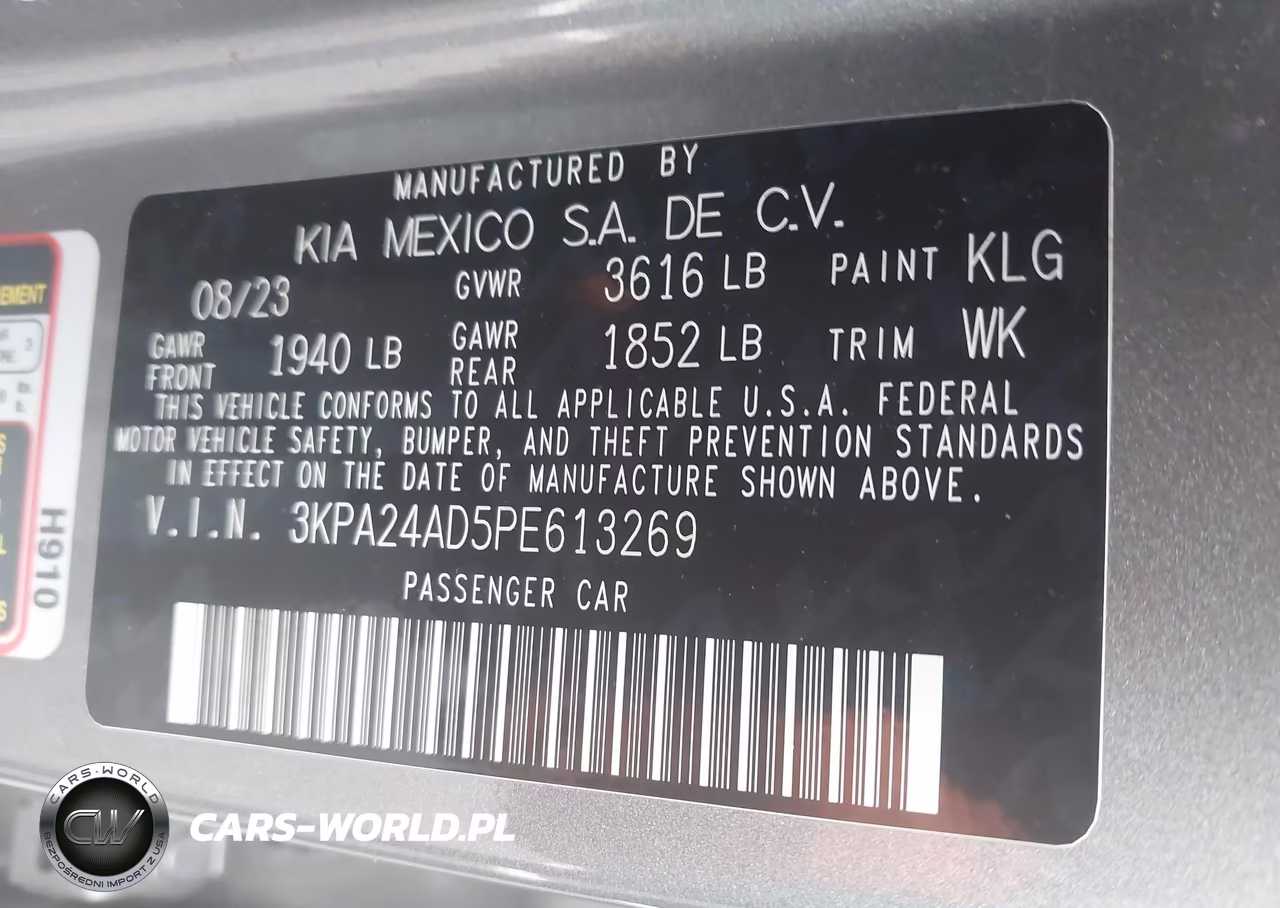 2023 Kia Rio S VIN:3KPA24AD5PE613269 - 9