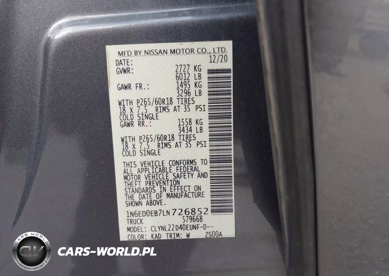 2020 Nissan Frontier Sv 4X4 VIN:1N6ED0EB7LN726852 - 9