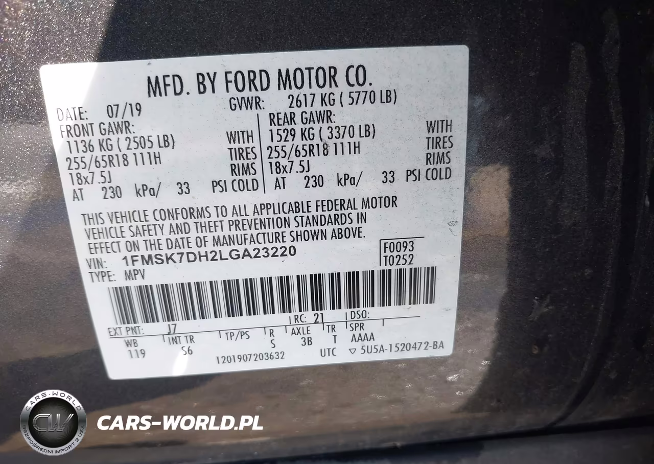 2020 Ford Explorer Xlt VIN:1FMSK7DH2LGA23220 - 9