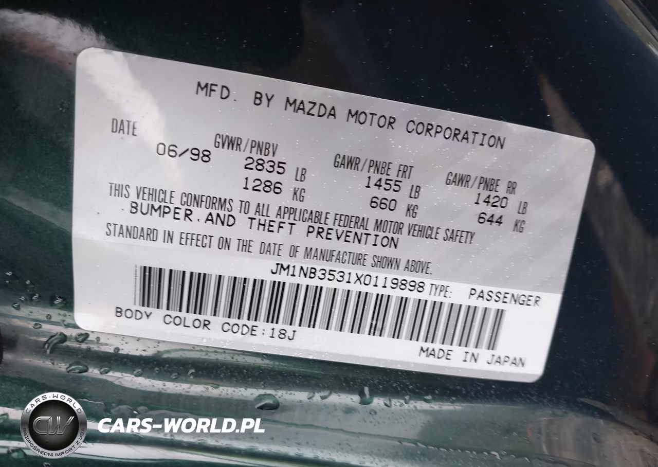 1999 Mazda Mx-5 Miata Leather Pkg-Popular Equipment Pkg-Sports Pkg-Touring Pkg VIN:JM1NB3531X0119898 - 9
