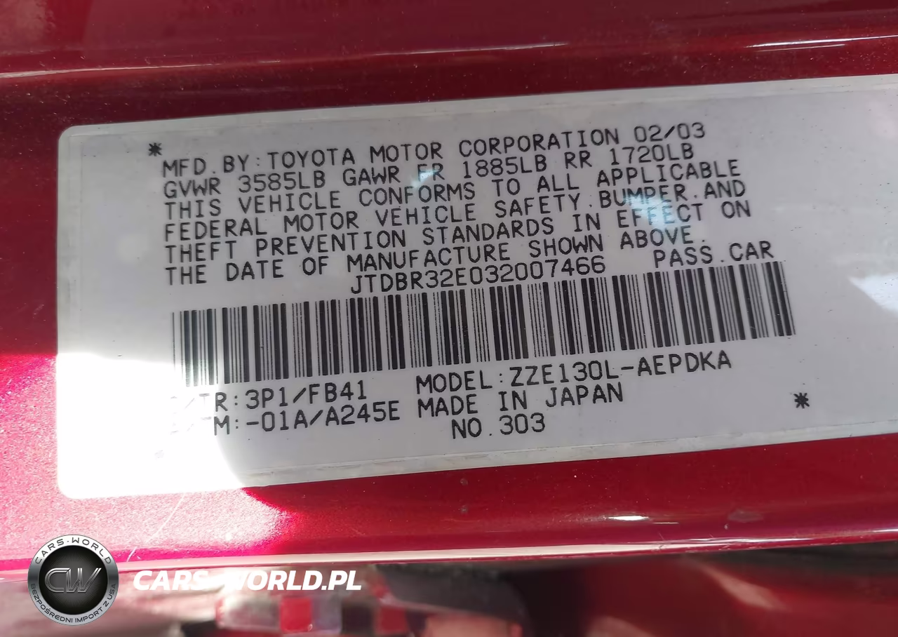 2003 Toyota Corolla Ce VIN:JTDBR32E032007466 - 9