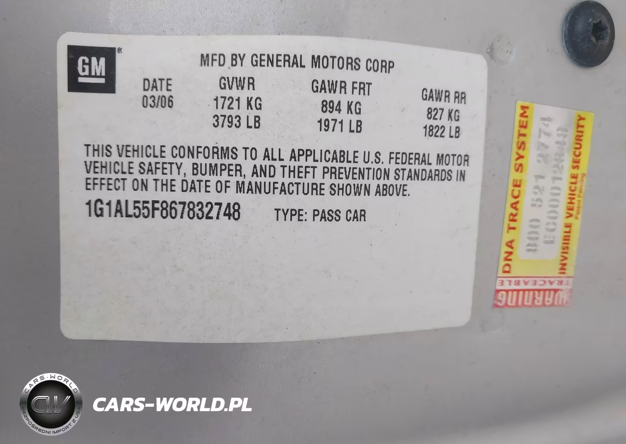 2006 Chevrolet Cobalt Lt VIN:1G1AL55F867832748 - 9