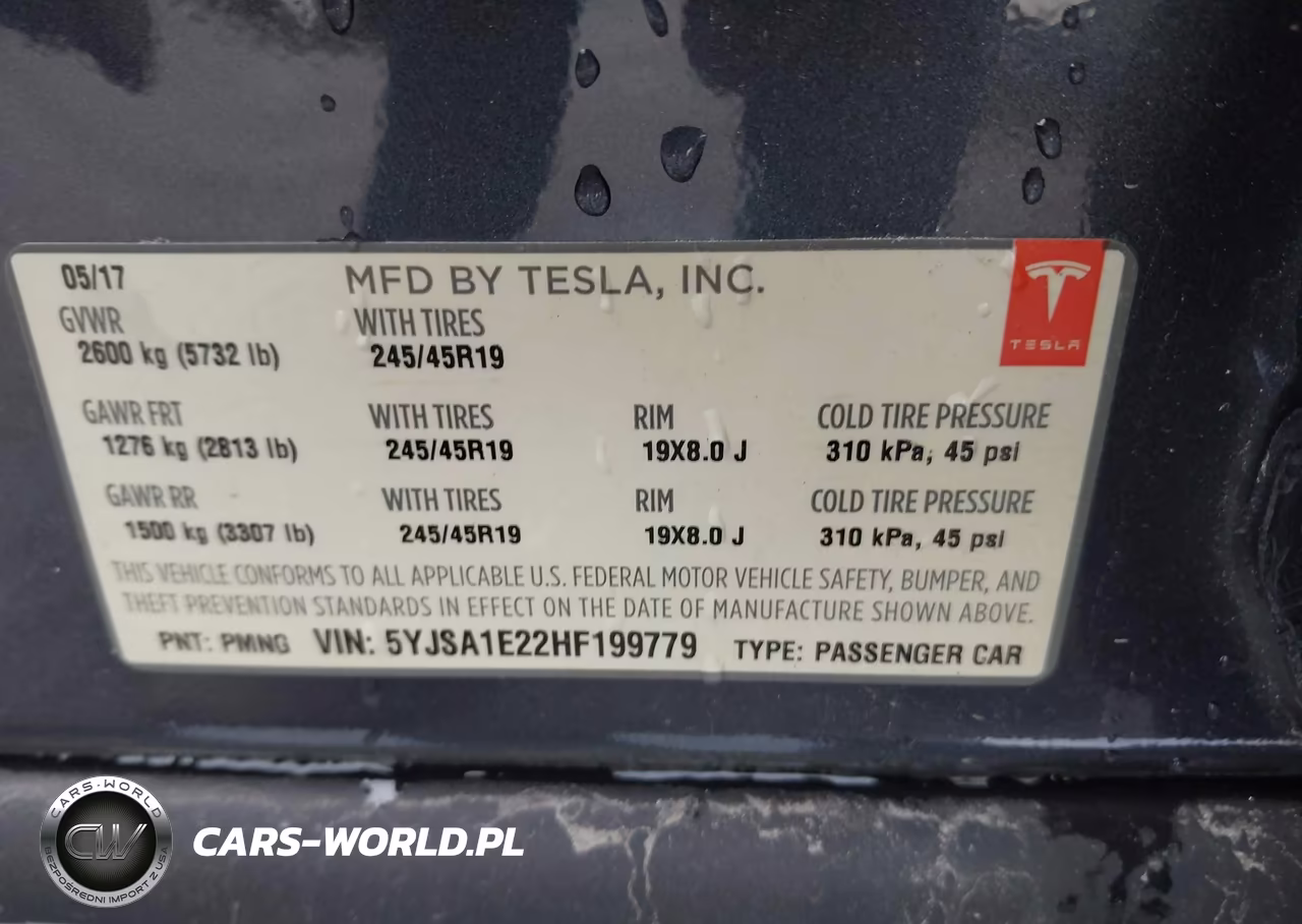 2017 Tesla Model S 100D-60D-75D-90D-P100D VIN:5YJSA1E22HF199779 - 9
