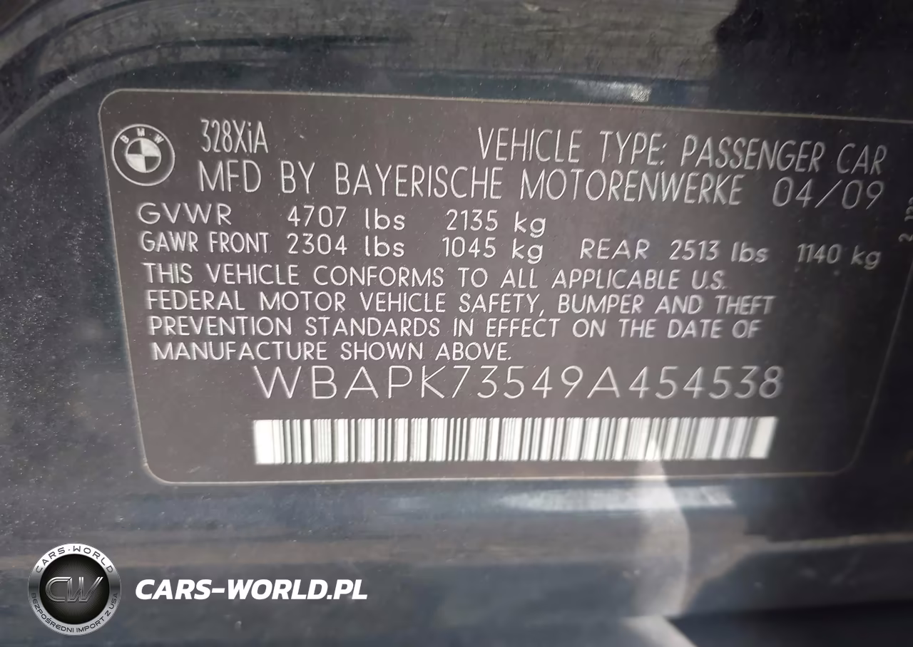 2009 BMW 328I xDrive VIN:WBAPK73549A454538 - 9