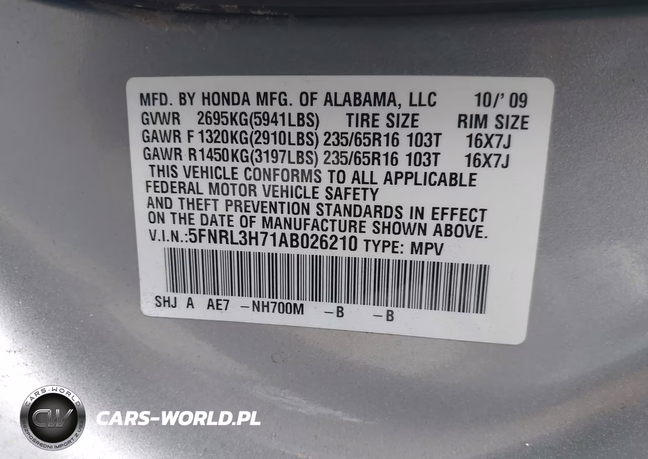 2010 Honda Odyssey Ex-L VIN:5FNRL3H71AB026210 - 9