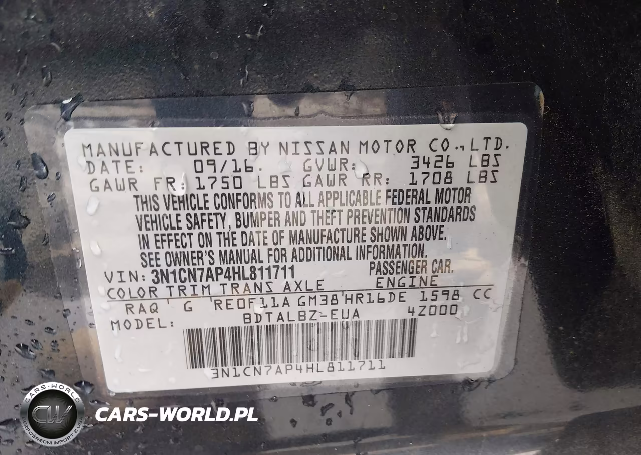 2017 Nissan Versa 1.6 Sv VIN:3N1CN7AP4HL811711 - 9