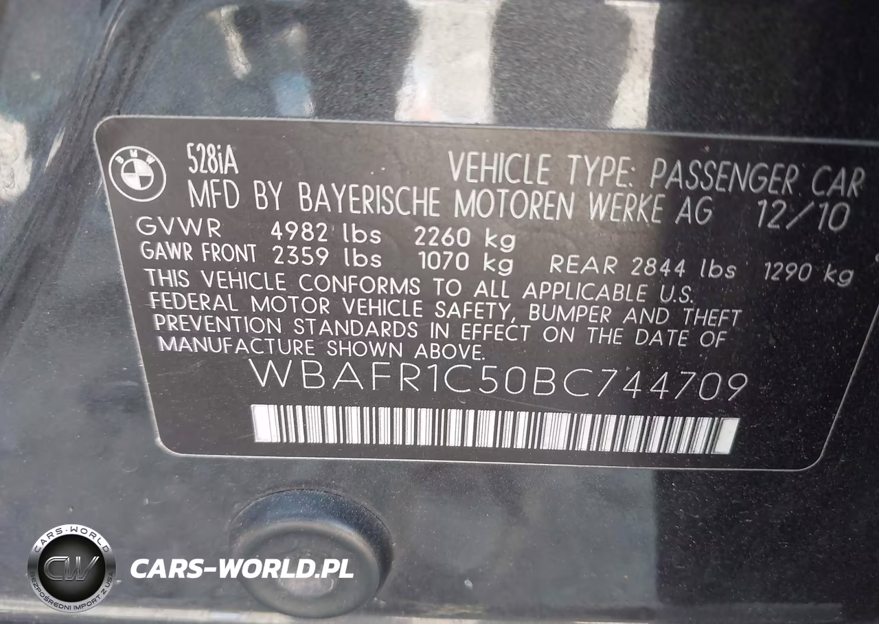 2011 BMW 528I VIN:WBAFR1C50BC744709 - 9