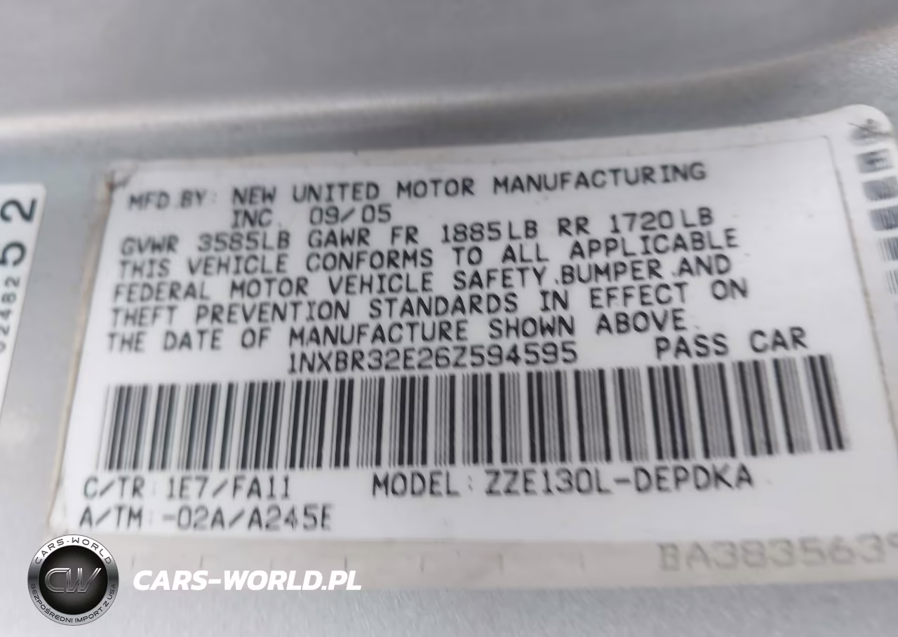 2006 Toyota Corolla Ce VIN:1NXBR32E26Z594595 - 9