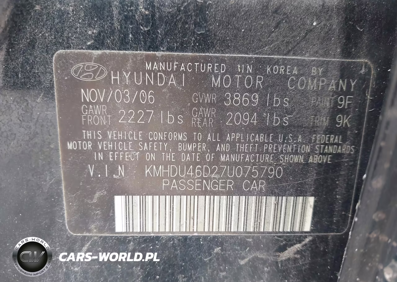 2007 Hyundai Elantra Gls-Limited-Se VIN:KMHDU46D27U075790 - 9