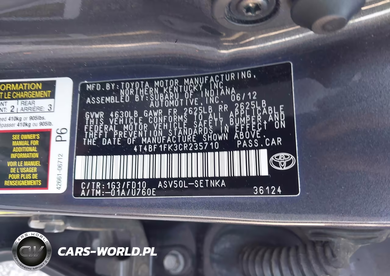 2012 Toyota Camry Le VIN:4T4BF1FK3CR235710 - 9