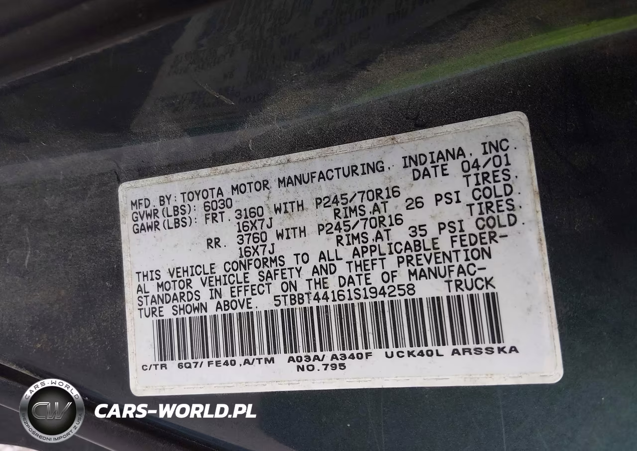 2001 Toyota Tundra Sr5 V8 VIN:5TBBT44161S194258 - 9