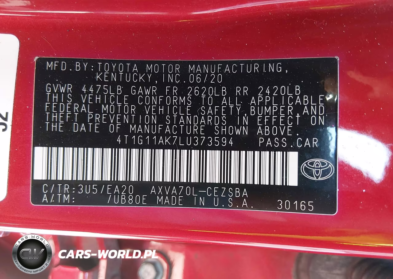 2020 Toyota Camry Se VIN:4T1G11AK7LU373594 - 9