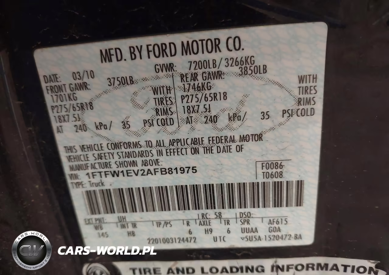 2010 Ford F-150 Fx4-Harley-Davidson-King Ranch-Lariat-Platinum-Xl-Xlt VIN:1FTFW1EV2AFB81975 - 9