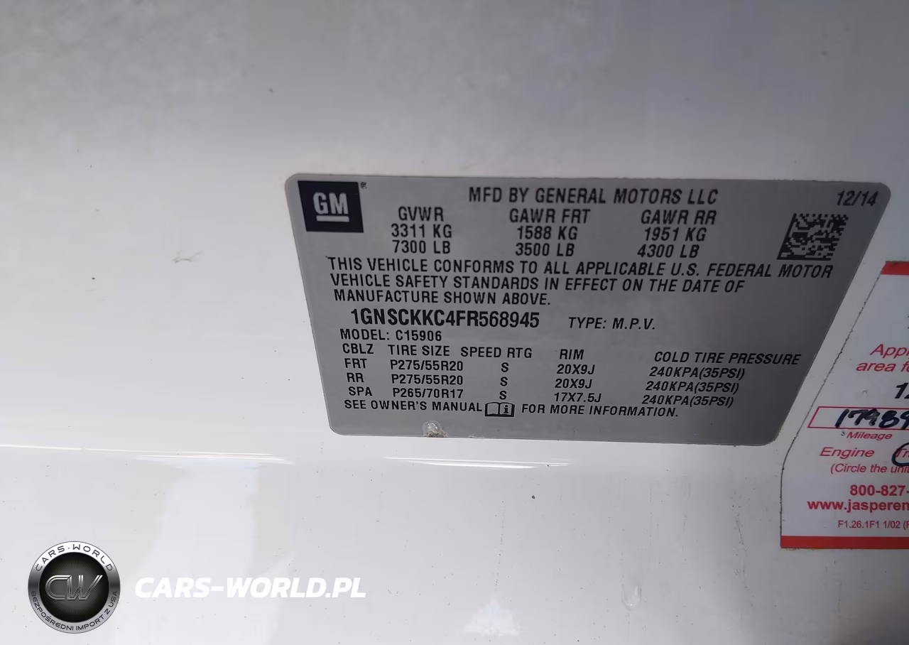 2015 Chevrolet Suburban 1500 Ltz VIN:1GNSCKKC4FR568945 - 9